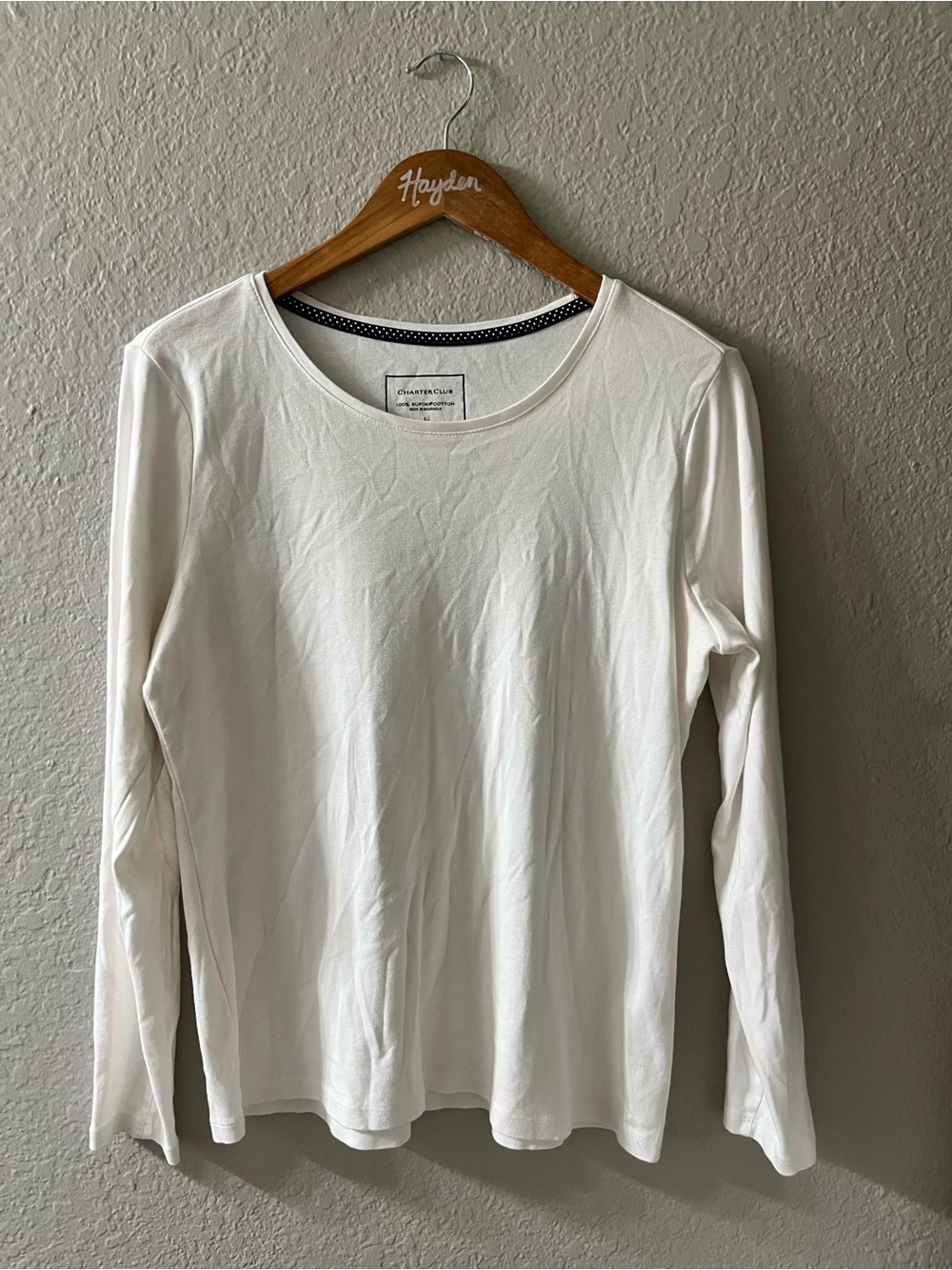 Charter Club White Long-Sleeve Basic Tee